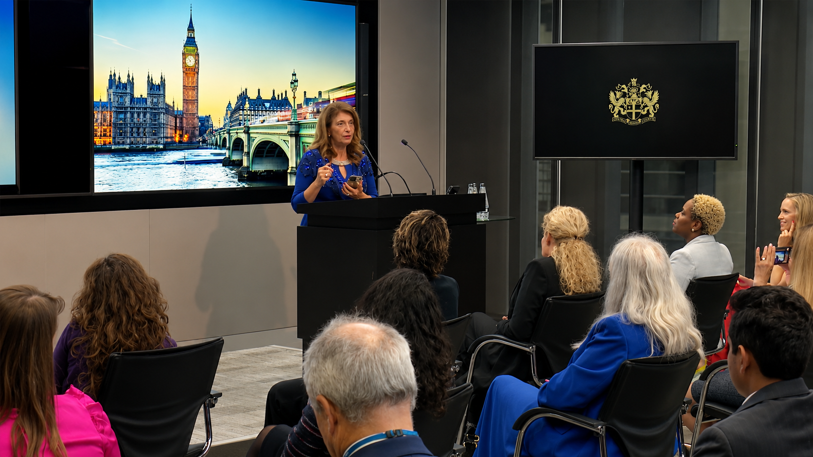 Dr. Dalal Akoury delivering a keynote in London
